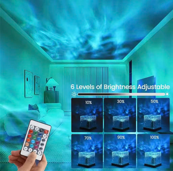 Lampe Projecteur à ondulation d'eau rotative RGB Tactile et avec télécommande