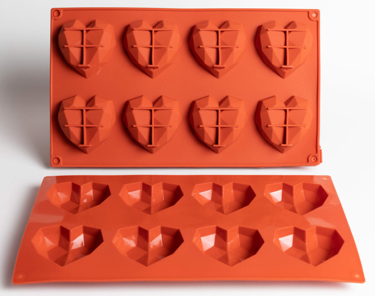Moule silicone 8 Coeur diamant