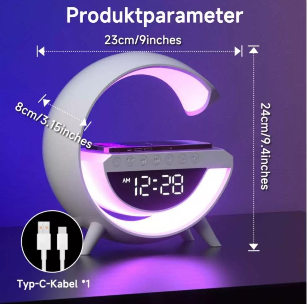 Lampe LED - haut-parleur Bluetooth - chargeur sans fil