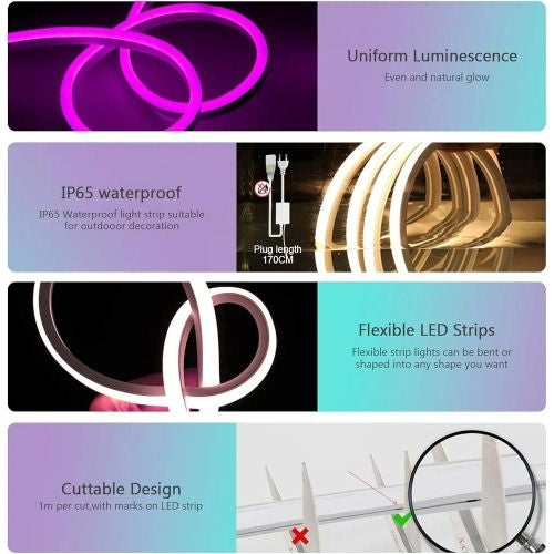 Bande Lumineuse LED 5M - Flexible - Étanche - Éclairage RGB - Télécommande