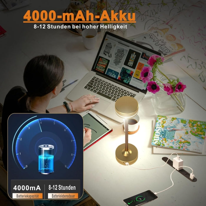 Lampe de Table LED sans Fil Rechargeable Avec Tactile