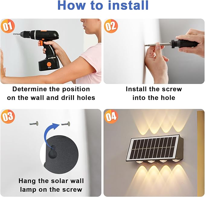 Lampe solaire d'extérieur avec 8 lampes