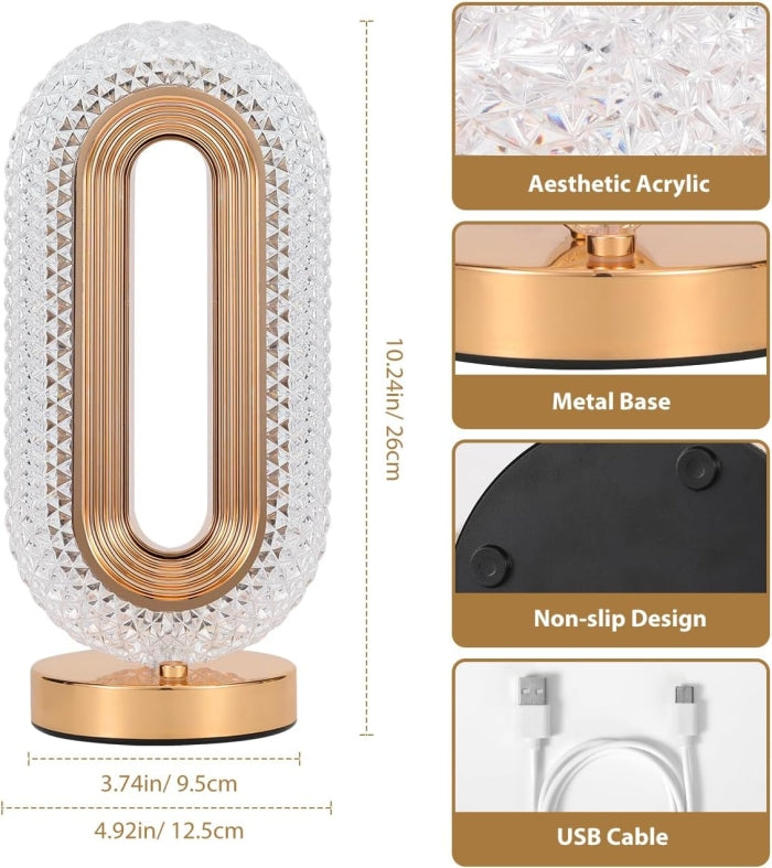 Lampe De Table Ovale Portables Sans Fil Rechargeable Avec Tactile