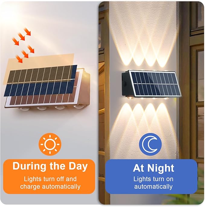 Lampe solaire d'extérieur avec 8 lampes