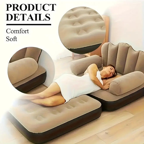 Canapé-Lit Gonflable Pliant Double Usage Avec Flocage Épais en PVC 178×88×65 cm