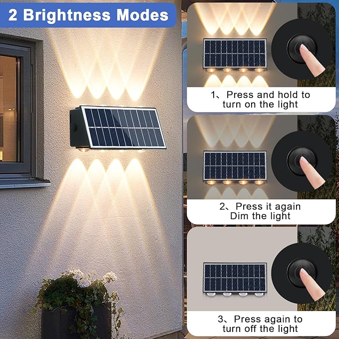 Lampe solaire d'extérieur avec 8 lampes