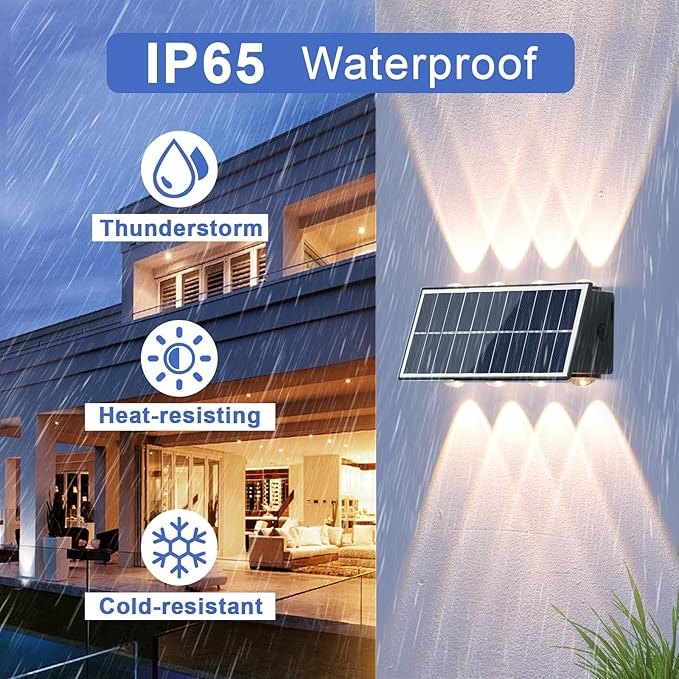 Lampe solaire d'extérieur avec 8 lampes