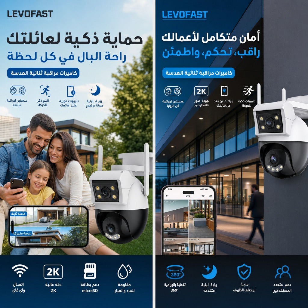 Caméra de sécurité intelligente WiFi étanche à double objectif iCSee 4 MP