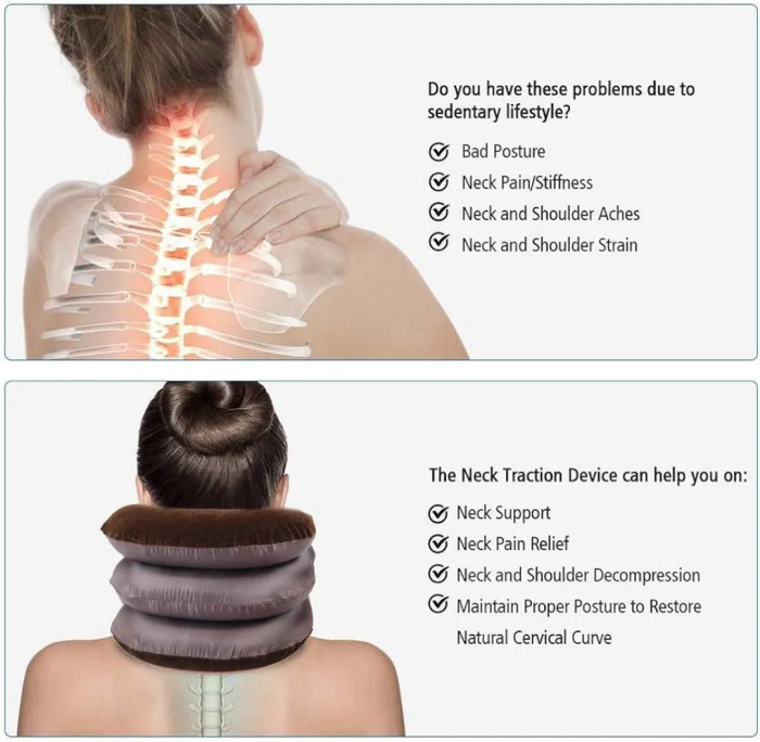 Coussin Cervical Gonflable À 3 Niveaux