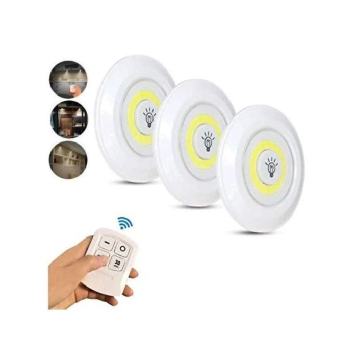 Lot De 3 Spots Led Sans Fil Avec Télécommande
