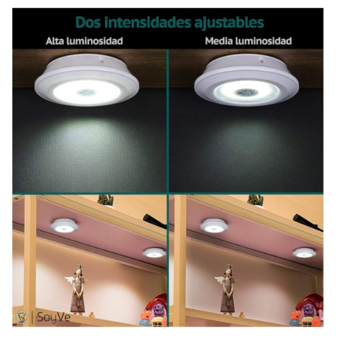 Lot De 3 Spots Led Sans Fil Avec Télécommande
