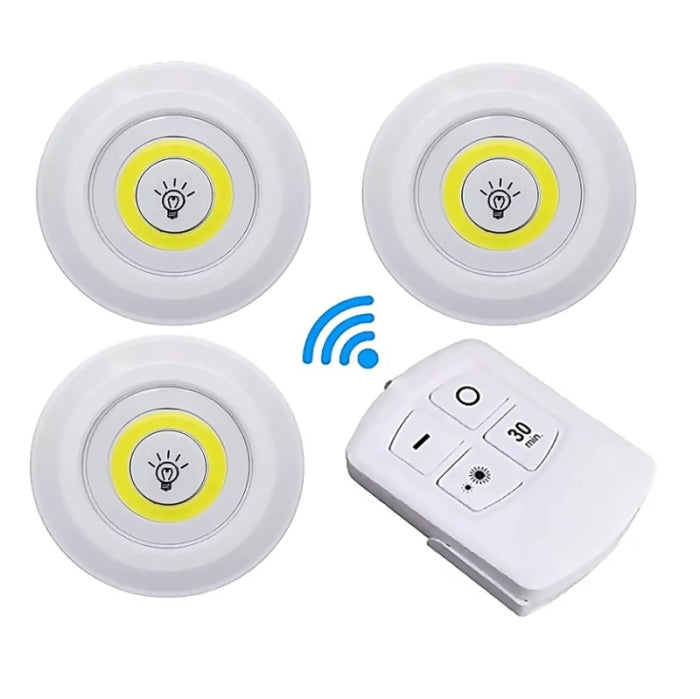 Lot De 3 Spots Led Sans Fil Avec Télécommande
