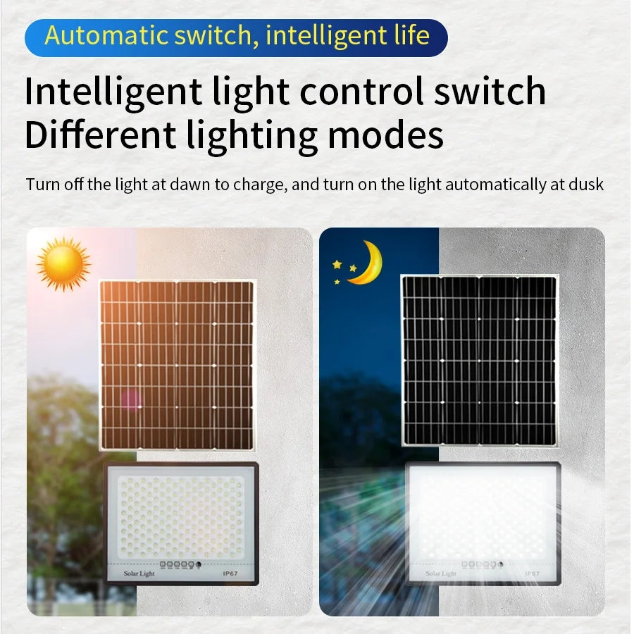 Projecteur Solaire LED Étanche Détecteur Lumière Avec Télécommande