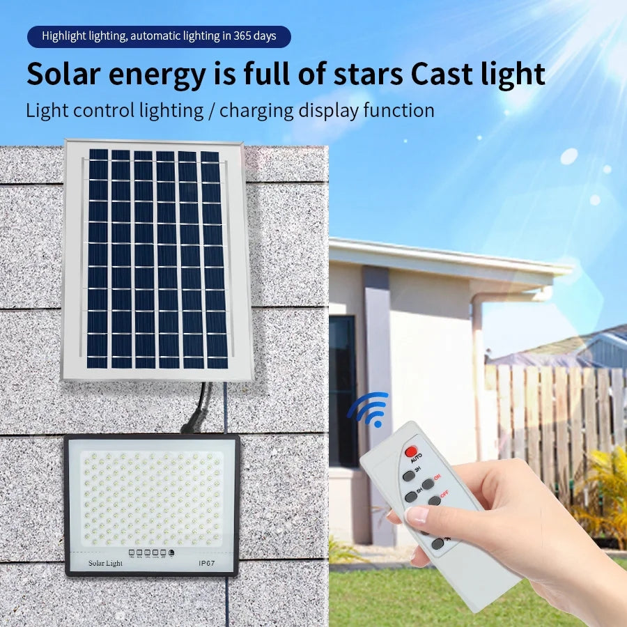 Projecteur Solaire LED Étanche Détecteur Lumière Avec Télécommande