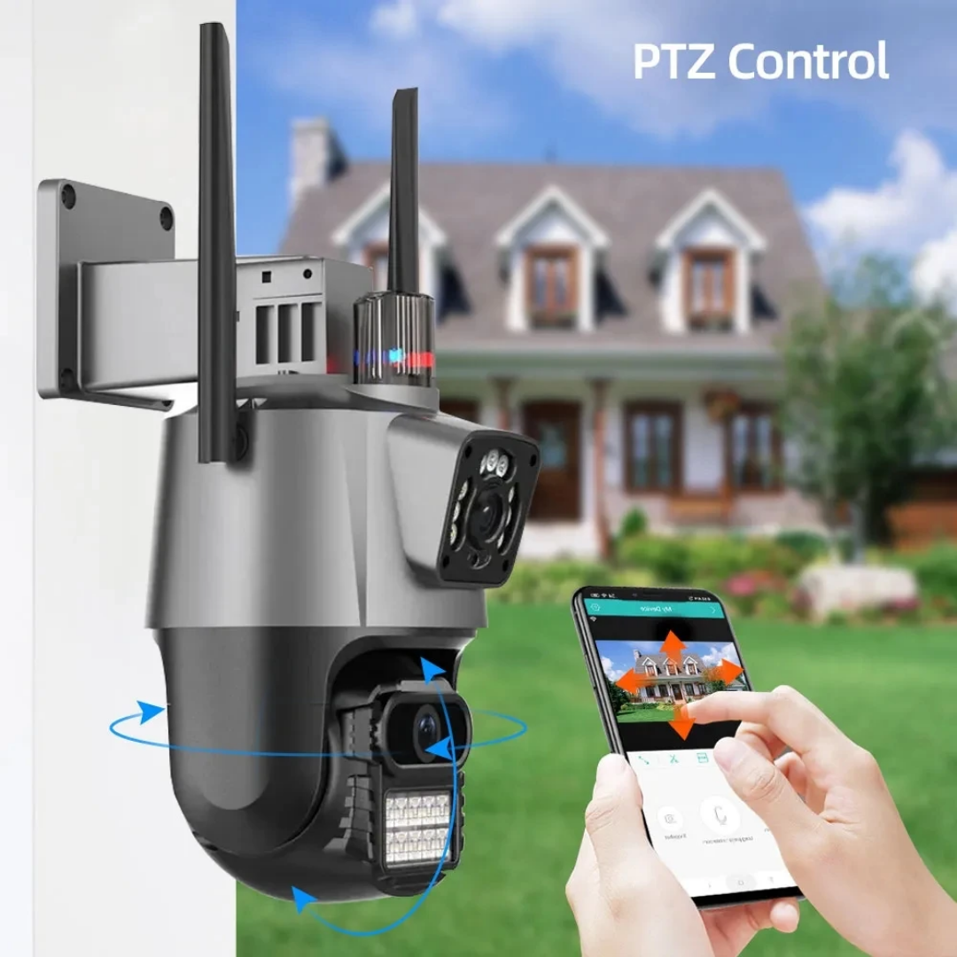 Caméra de sécurité intelligente WiFi étanche à double objectif iCSee 6 MP