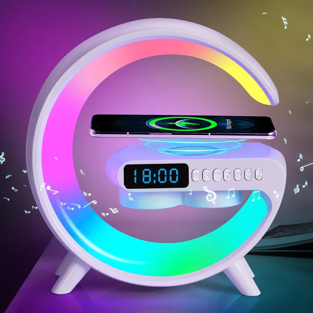 Lampe LED - haut-parleur Bluetooth - chargeur sans fil
