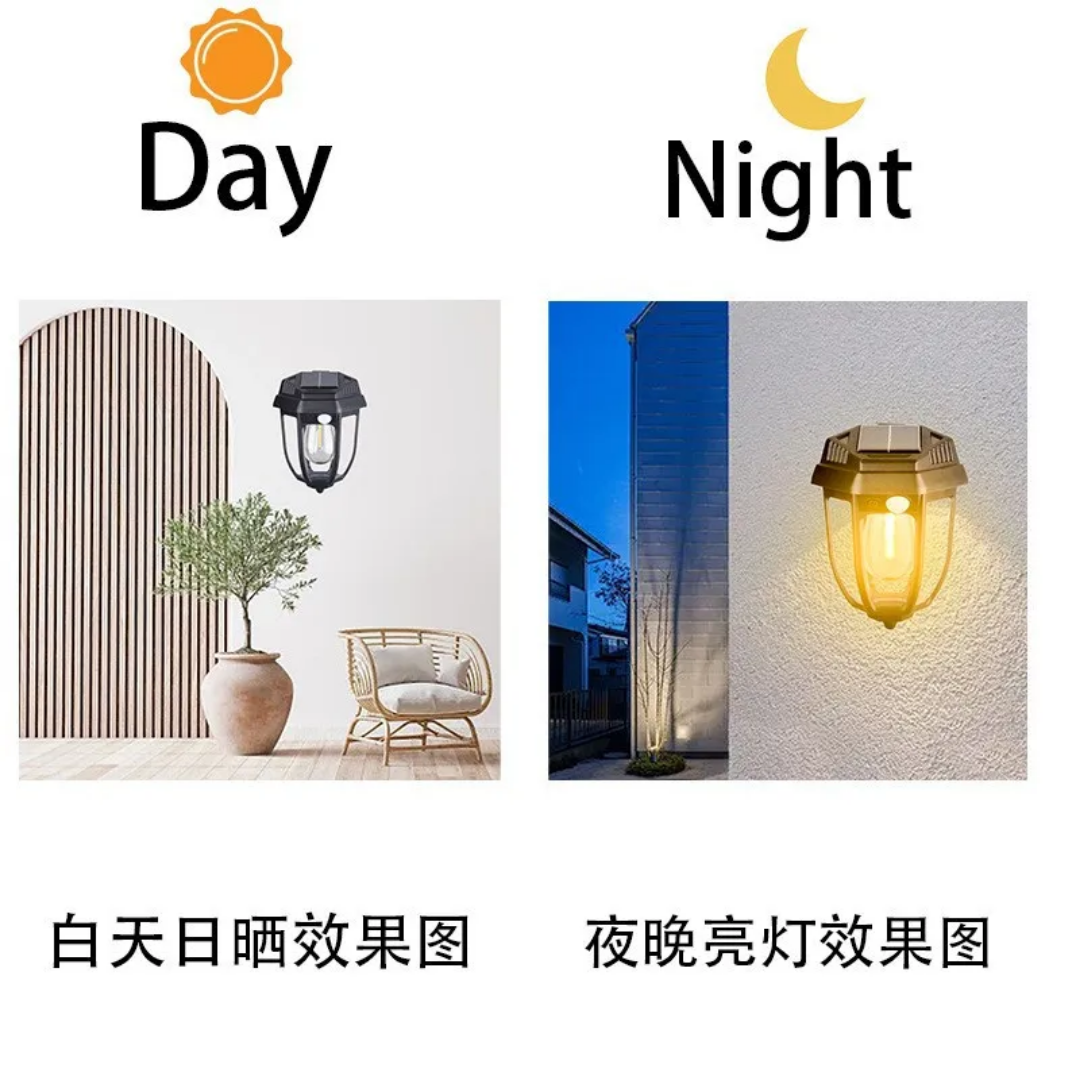 Applique Murale Lampe Solaire En Tungstène avec Détecteur de Mouvement Étanche