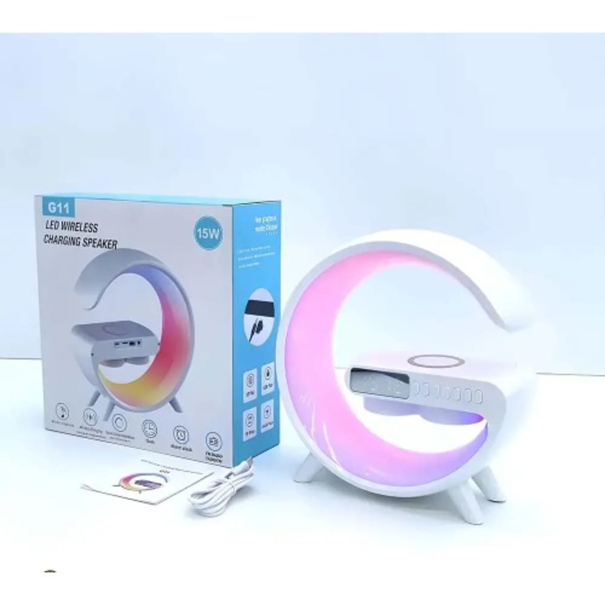Lampe LED - haut-parleur Bluetooth - chargeur sans fil
