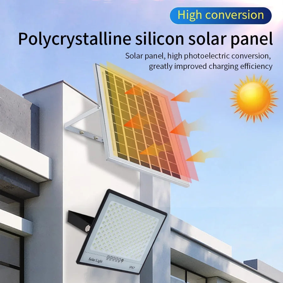 Projecteur Solaire LED Étanche Détecteur Lumière Avec Télécommande