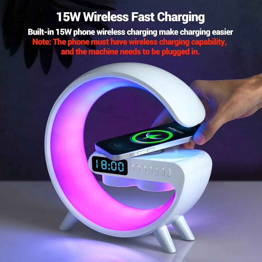 Lampe LED - haut-parleur Bluetooth - chargeur sans fil
