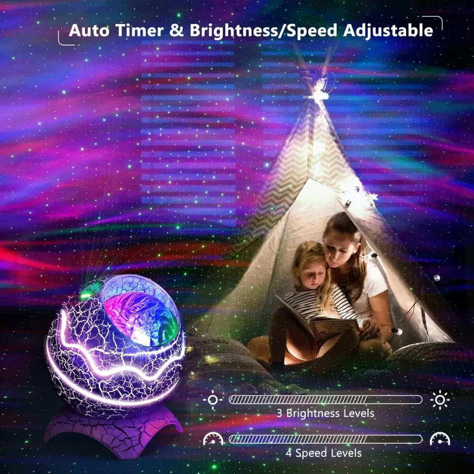 Dinosaur Egg Galaxy Star Projecteur avec Lecteur de Musique Sans Fil