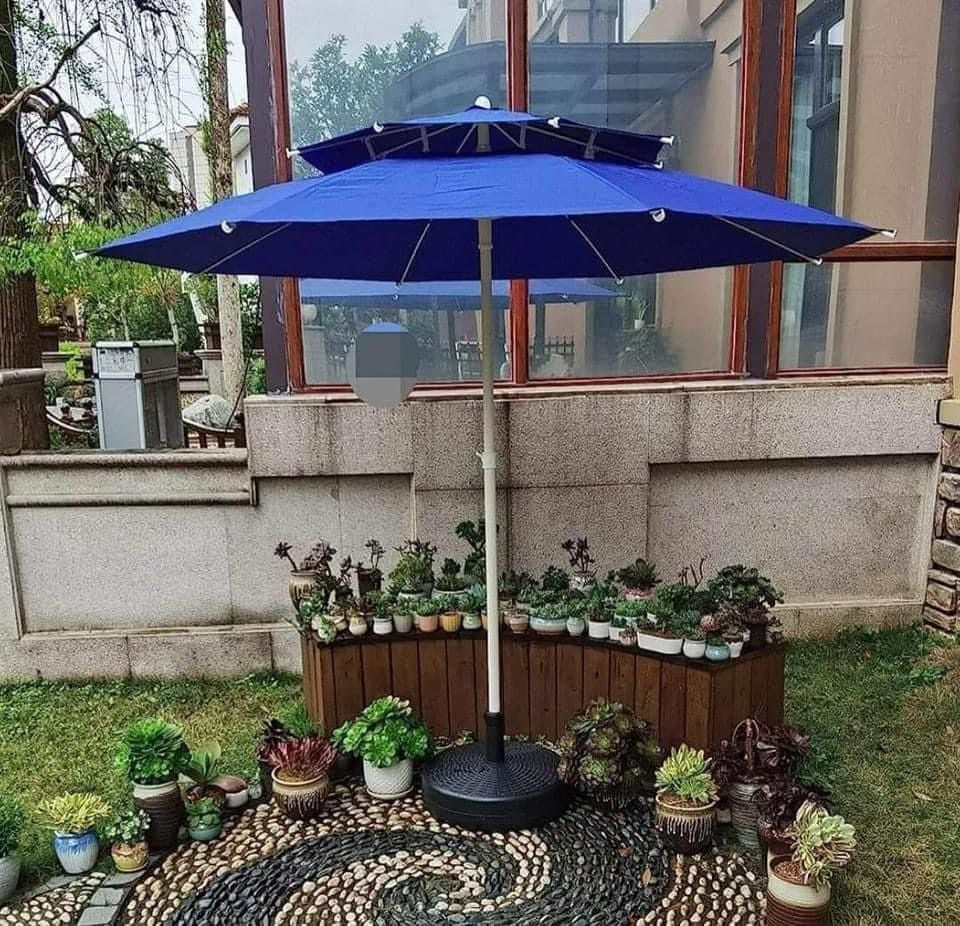 Parasol Grand Modèle Haute Qualité Double Toit Forme Rond 2.5 Mètres