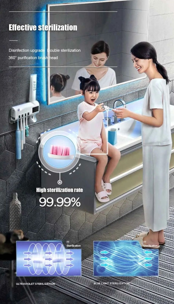 Support De Brosse À Dents Et Distributeur De Dentifrice Avec Stérilisation UV