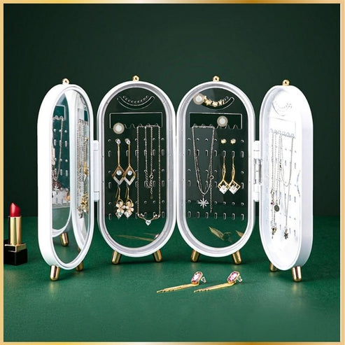Boîte à Bijoux Pliable avec Miroir & Grand Rangement
