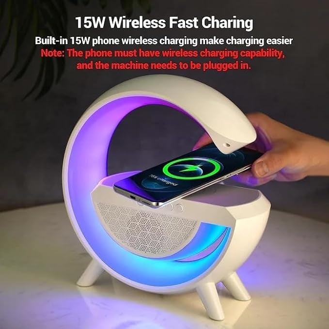 Lampe LED - haut-parleur Bluetooth - chargeur sans fil