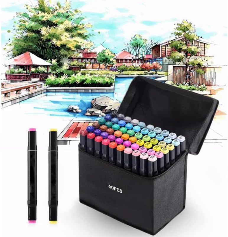 Trousse de 60 Feutres Marqueurs Double Pointe