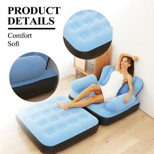 Canapé-Lit Gonflable Pliant Double Usage Avec Flocage Épais en PVC 178×88×65 cm