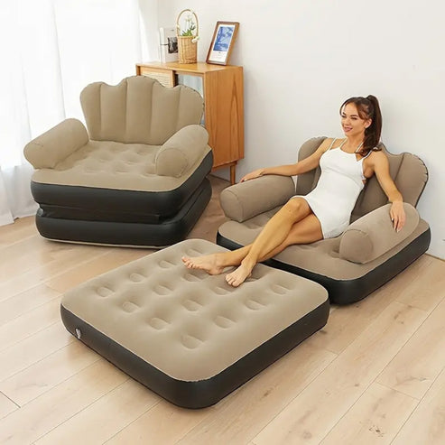Canapé-Lit Gonflable Pliant Double Usage Avec Flocage Épais en PVC 178×88×65 cm