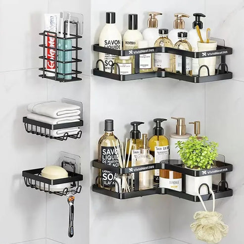 Étagère Murale Salle de Bain Sans Perçage – Organisateur Multifonction