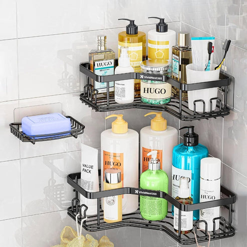 Étagère Murale Salle de Bain Sans Perçage – Organisateur Multifonction