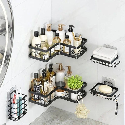 Étagère Murale Salle de Bain Sans Perçage – Organisateur Multifonction