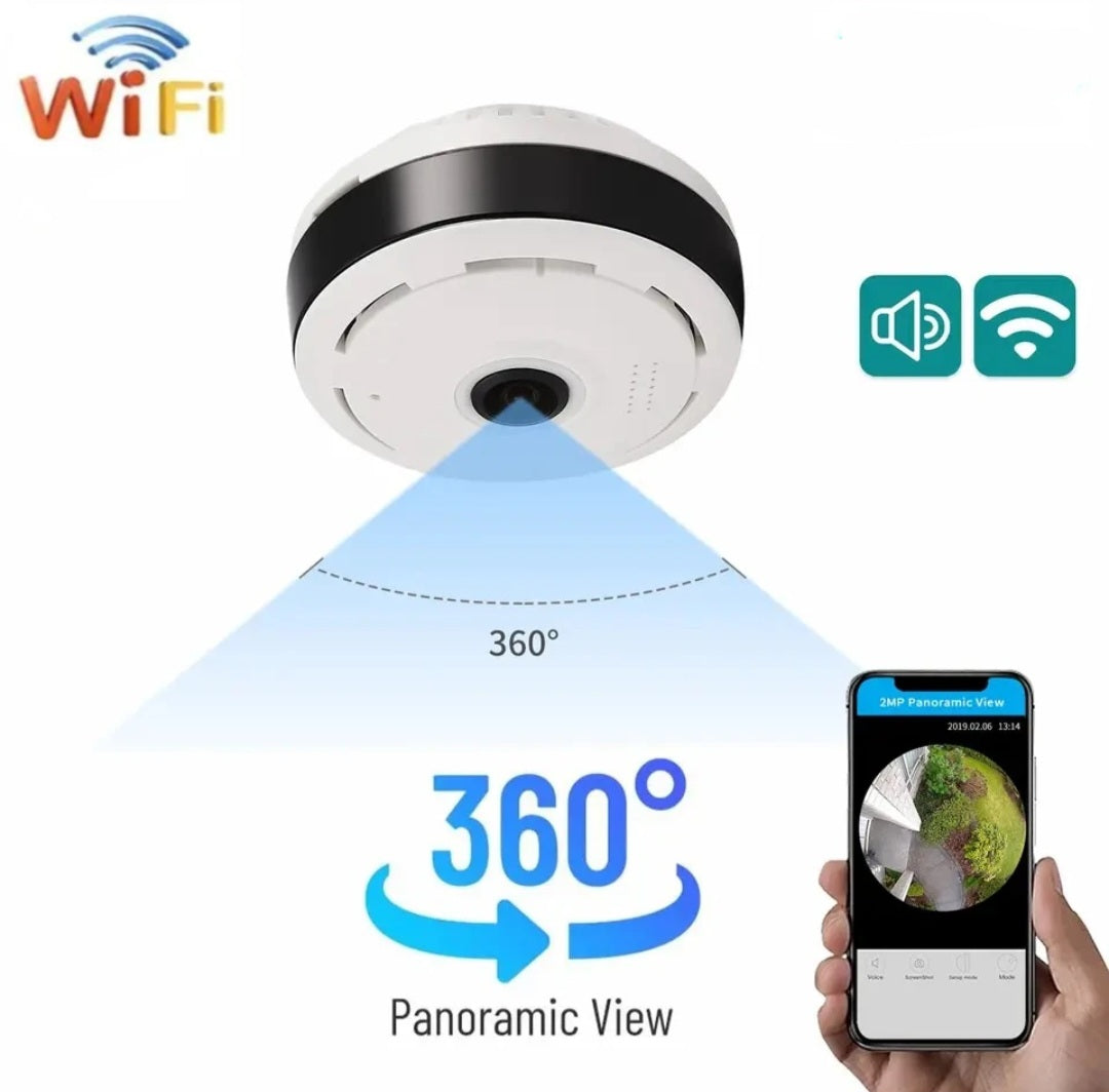 Euronet Caméra surveillance HD - Panoramique 360° - détection humain + micro
