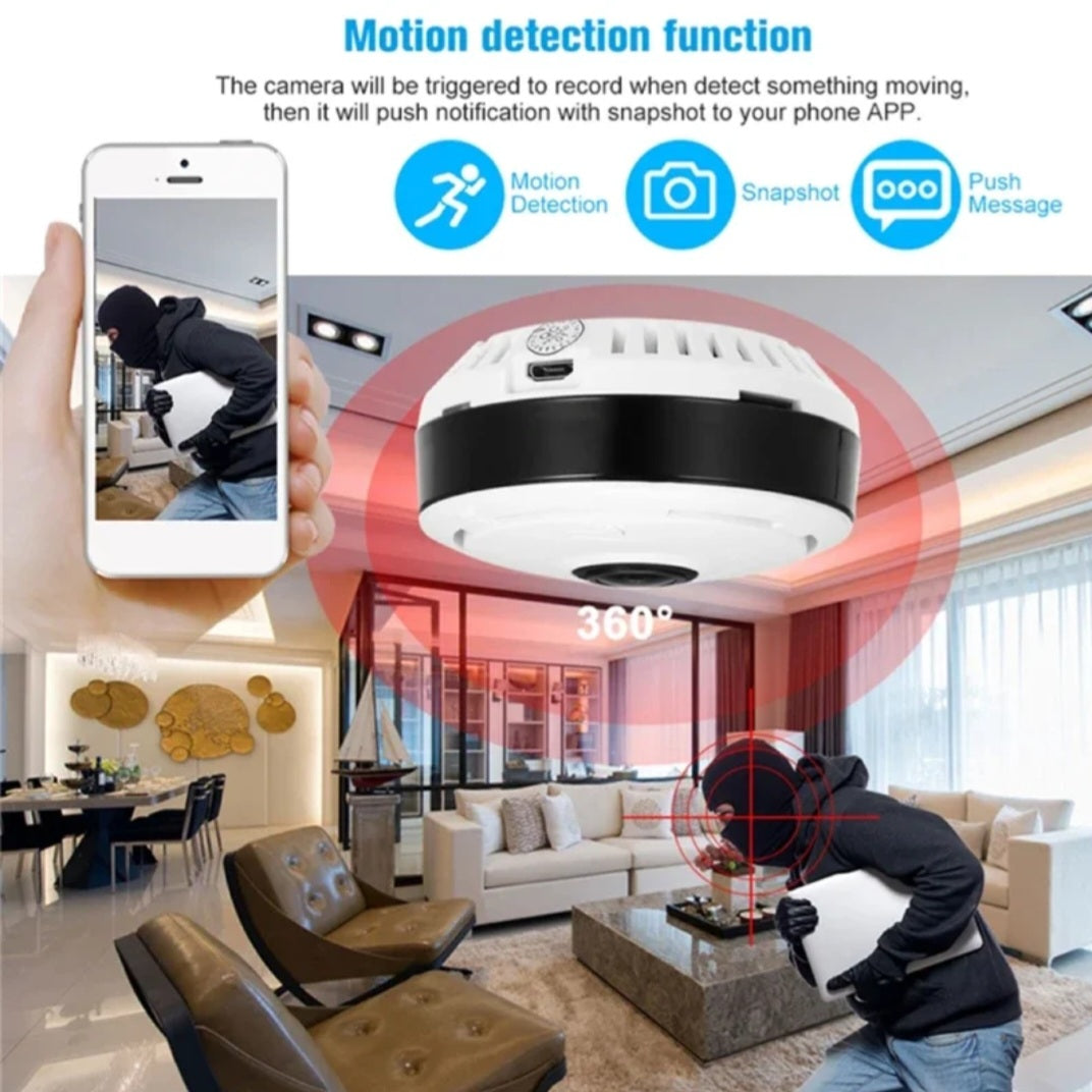 Euronet Caméra surveillance HD - Panoramique 360° - détection humain + micro