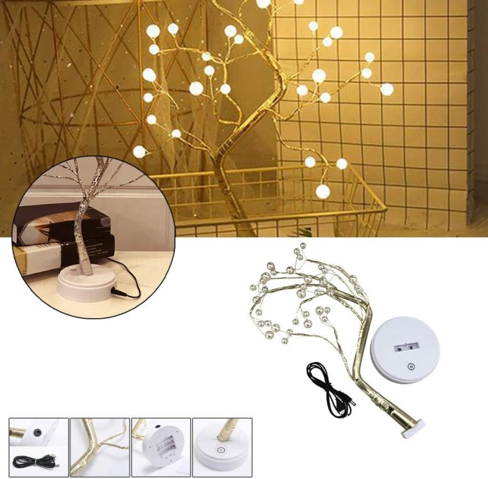 Arbre Artificiel Rechargeable Avec Branches Réglables En Perles