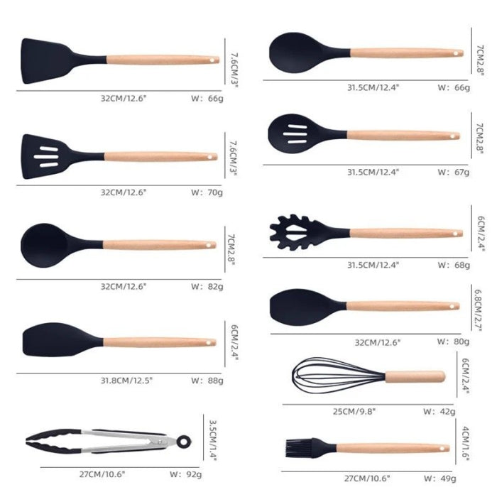 Ensemble D'Ustensiles De Cuisine En Silicone Et Couteaux