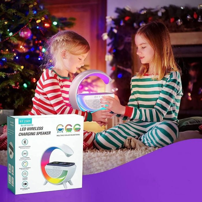 Lampe LED - haut-parleur Bluetooth - chargeur sans fil