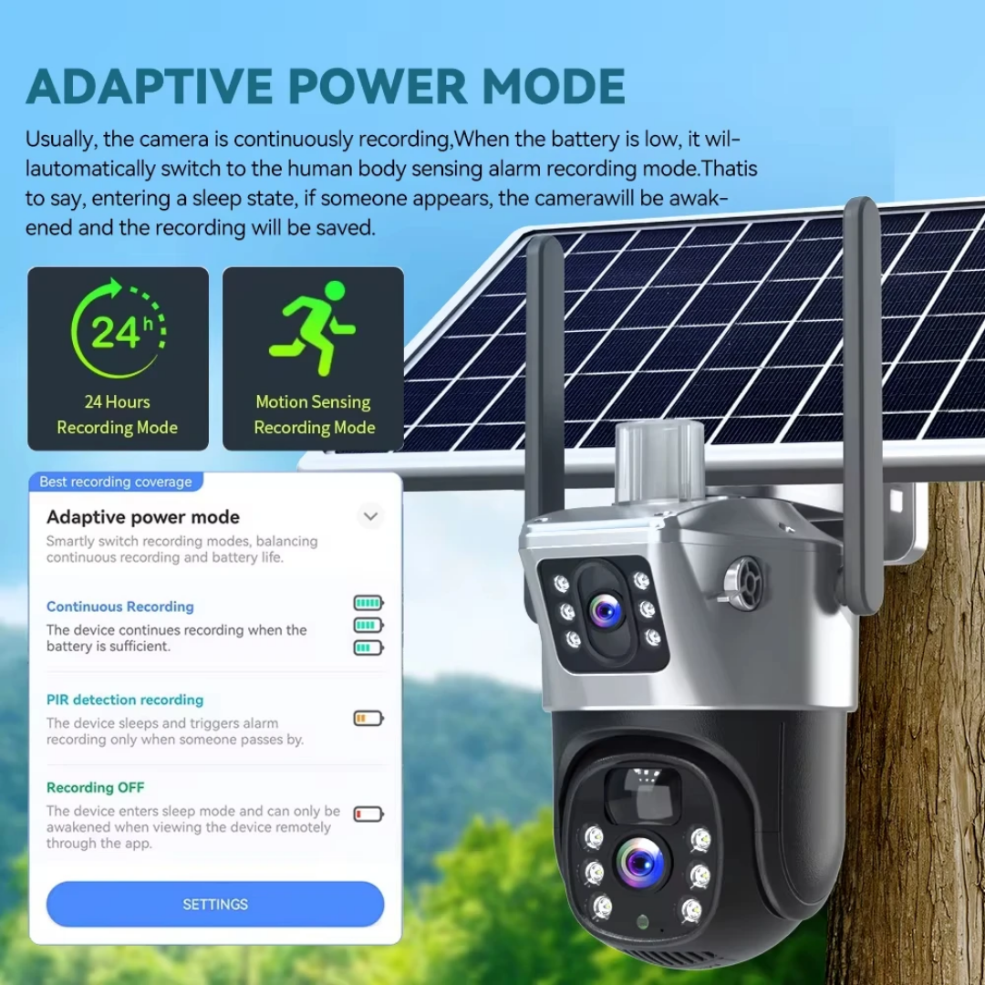 caméra solaire double lentille 4G  extérieure  V380 Pro  8m