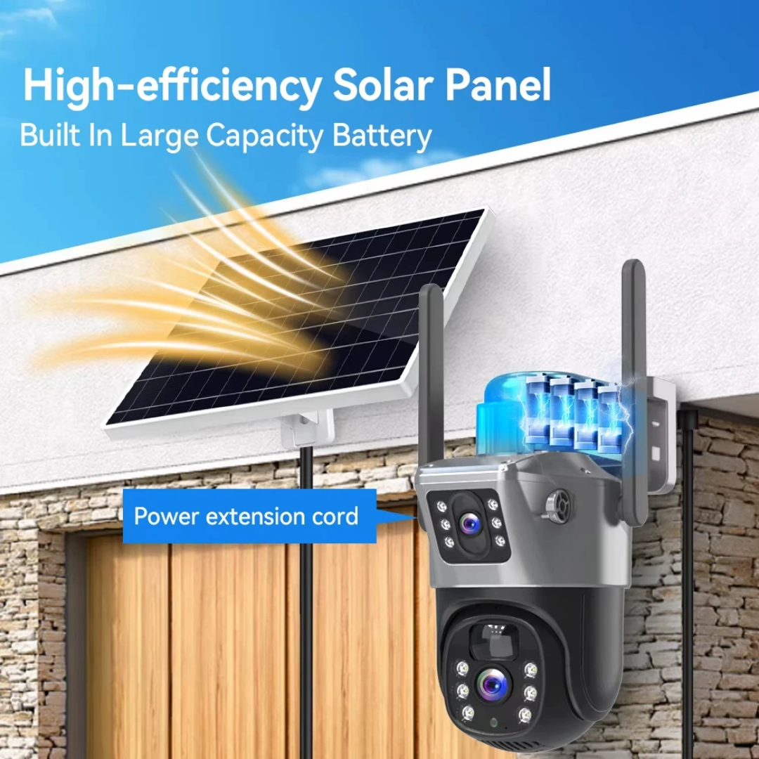 caméra solaire double lentille 4G  extérieure  V380 Pro  8m