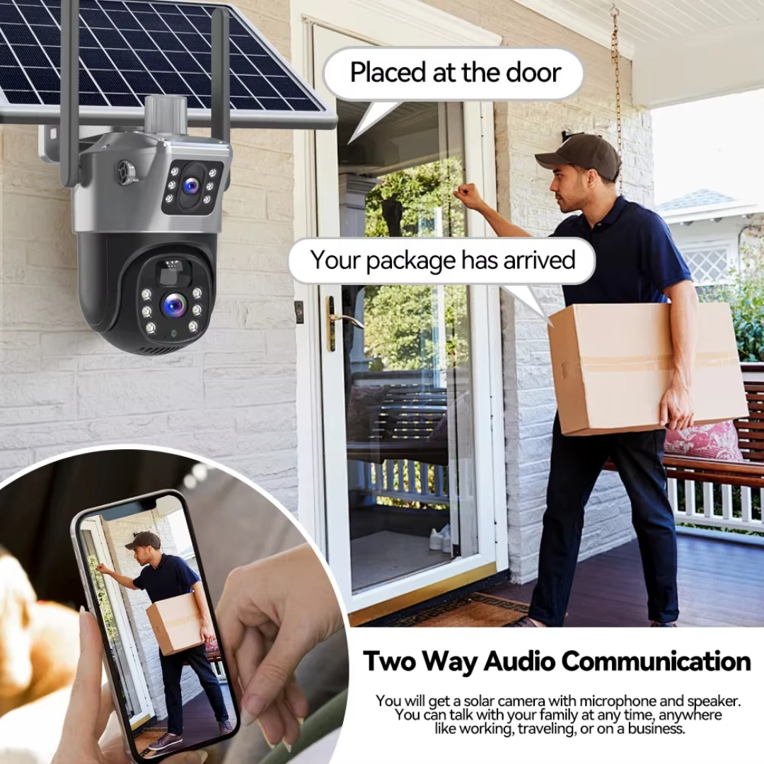 caméra solaire double lentille 4G  extérieure  V380 Pro  8m