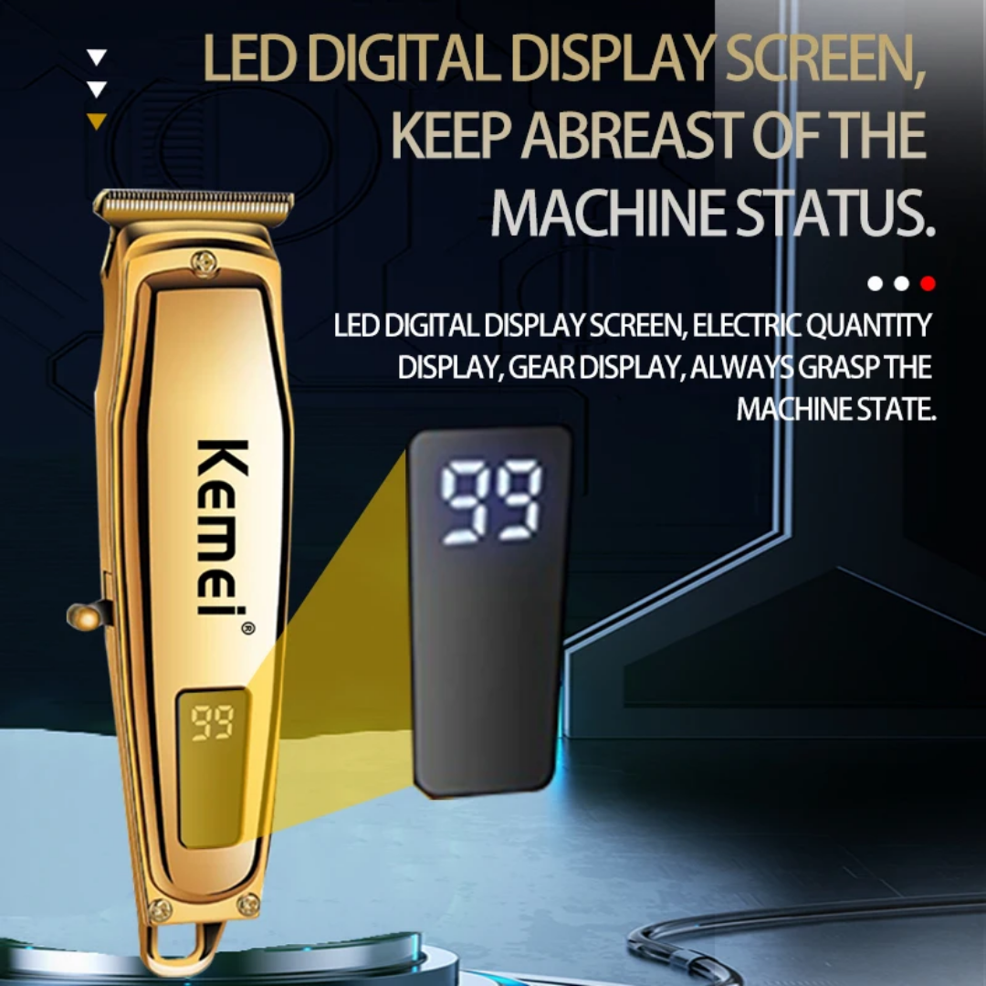 Tondeuse Kemei 1313 – Écran Digital & Finition