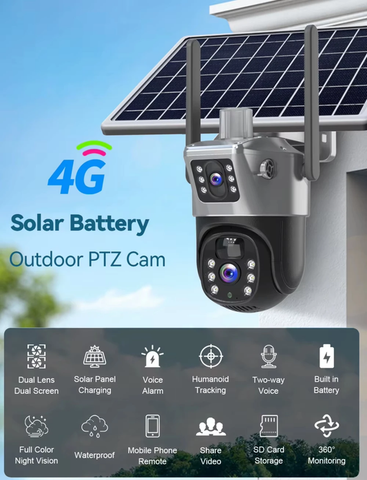 caméra solaire double lentille 4G  extérieure  V380 Pro  8m