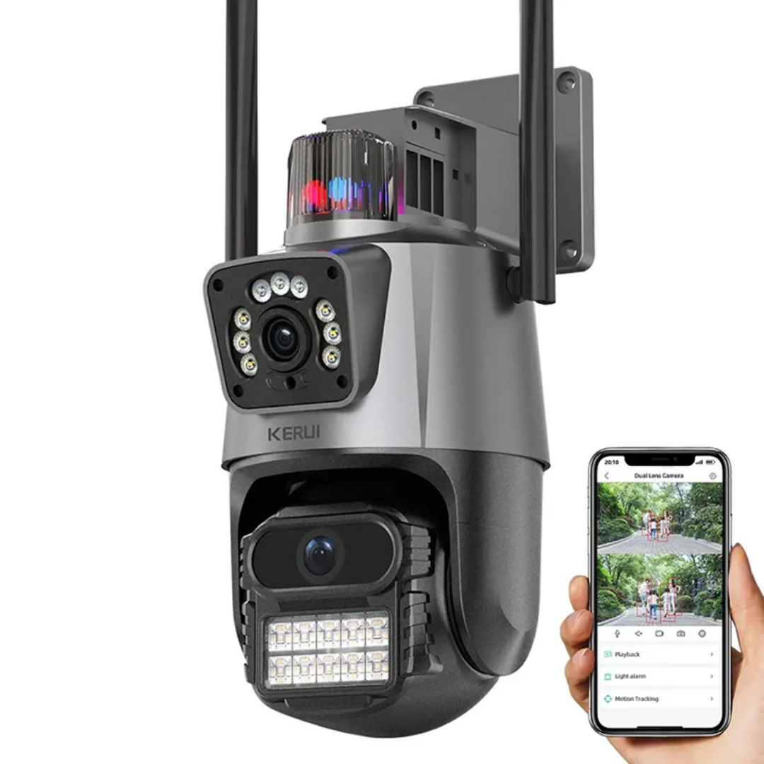 Caméra de sécurité intelligente WiFi étanche à double objectif iCSee 6 MP