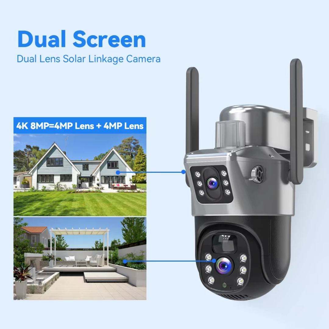 caméra solaire double lentille 4G  extérieure  V380 Pro  8m
